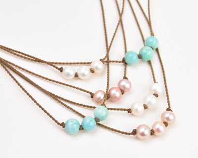 Triple Knotted Necklace Tula Blue