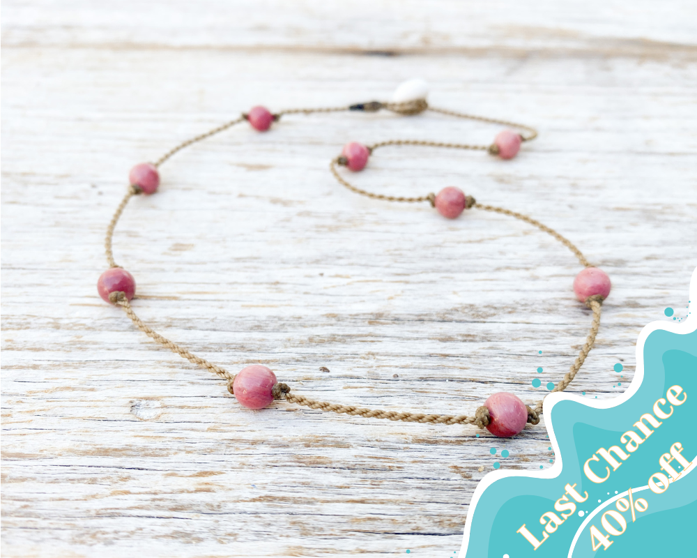 Princess Necklace-0469-Rose Rhodonite Round Petite