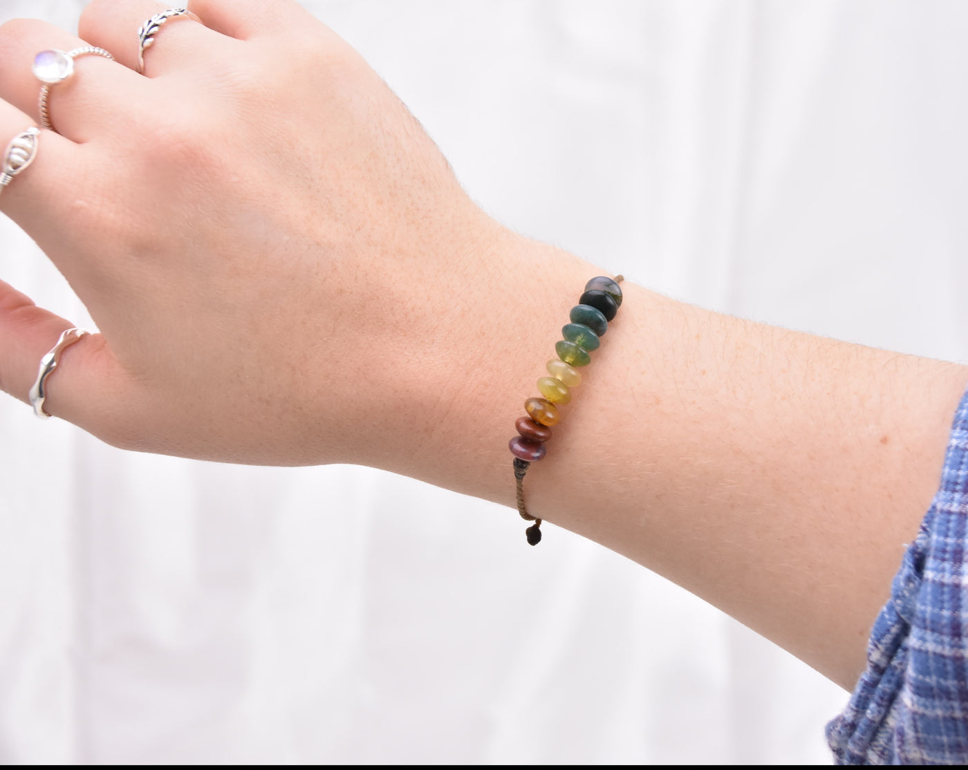 India Agate Rainbow Chakra Bracelets - LIMITED SUPPLY!