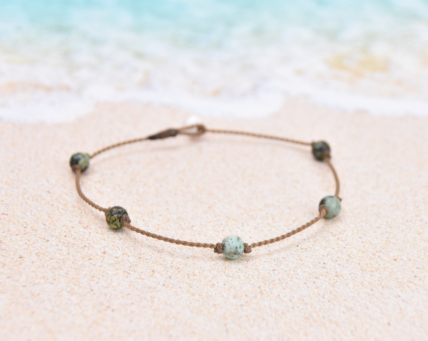 Sandalwood + African Turquoise Princess Anklets