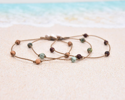 Sandalwood + African Turquoise Princess Anklets