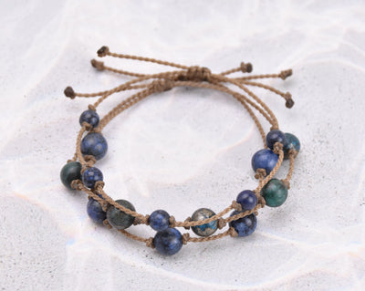 Dumortierite & Pyrite Jade Bracelets