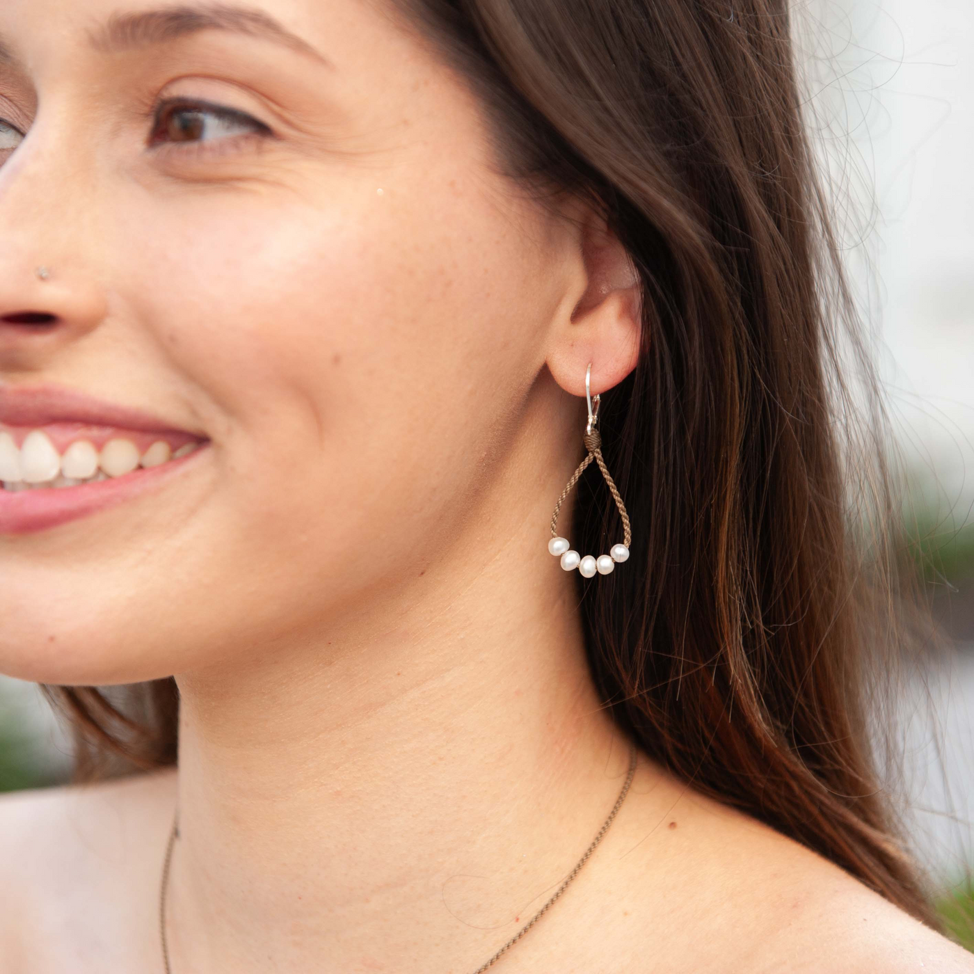 Dainty Pearl Loop Earrings