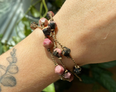 Starcut Pink & Black Rhodonite Bracelets