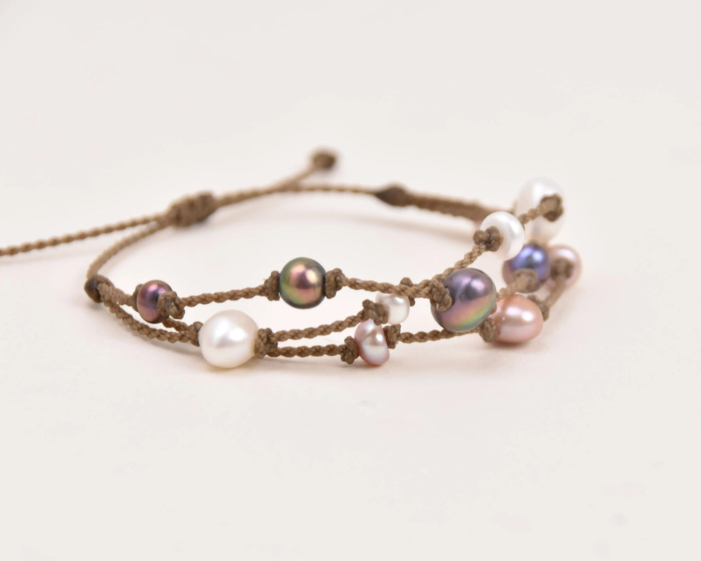 Tula Blue's Journey Bracelet in mixed pearl closeup