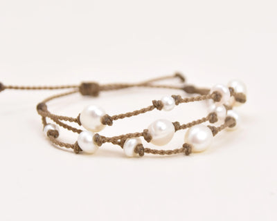 Tula Blue's Journey Bracelet in white pearl closeup