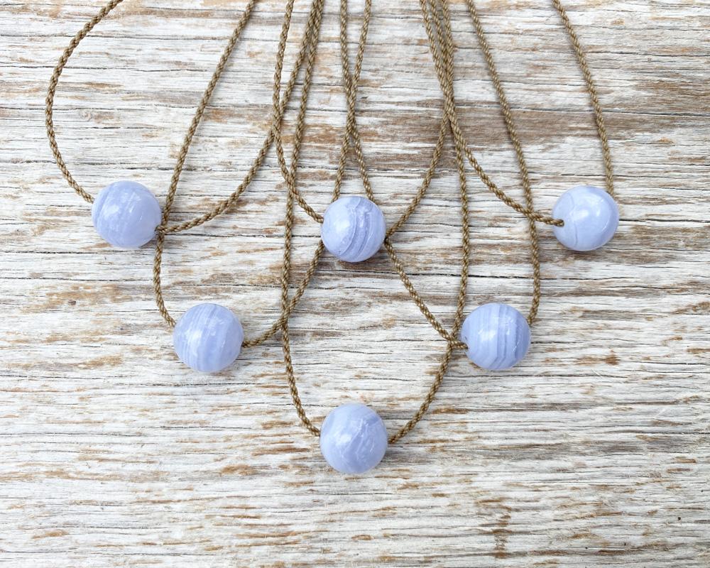 Classic Single Necklace-1215-Blue Lace Agate