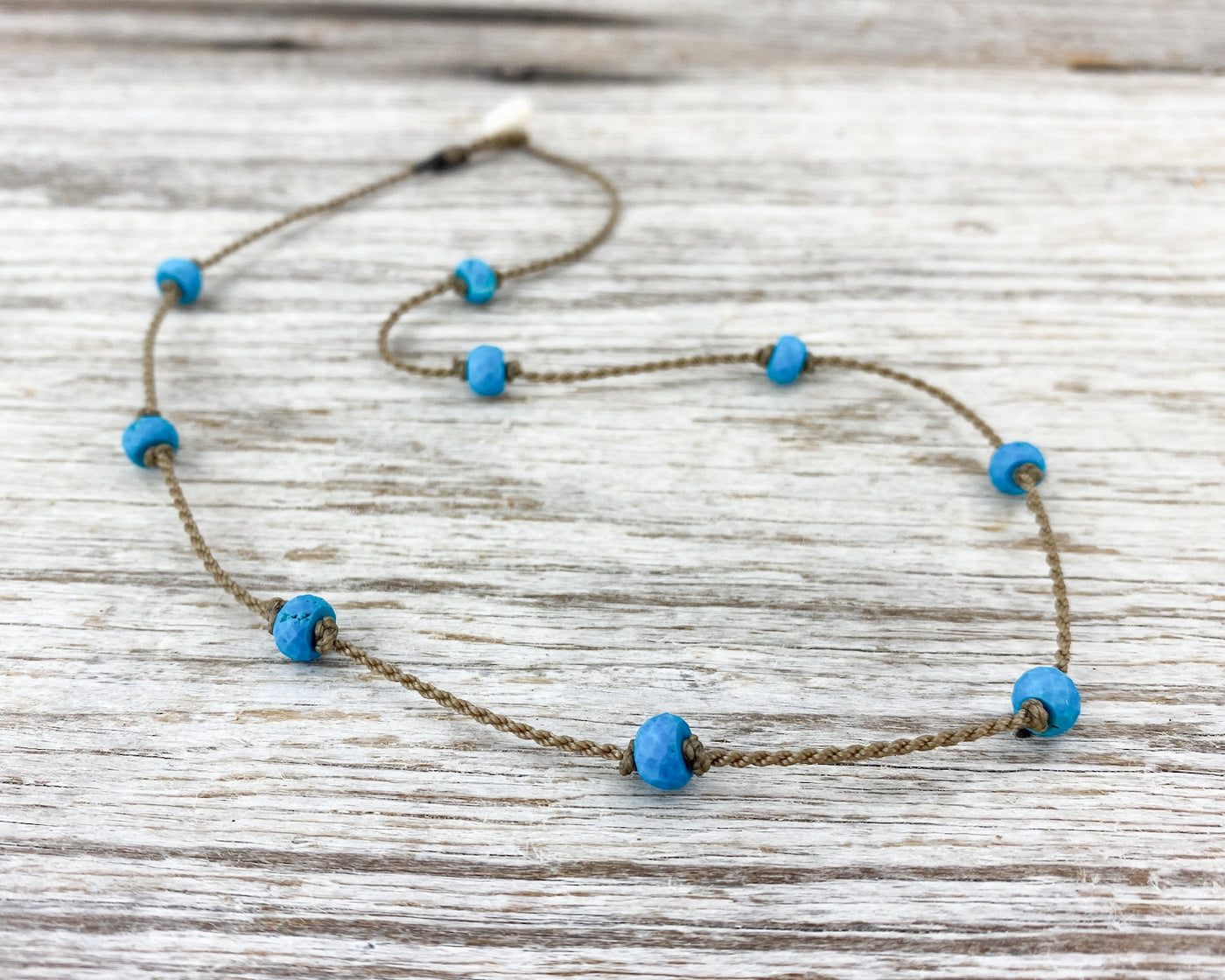 Princess Necklace-1120-Turquoise Faceted Rondelle Petite