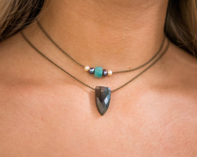 Pyramid Crystal and Gemstone Necklaces