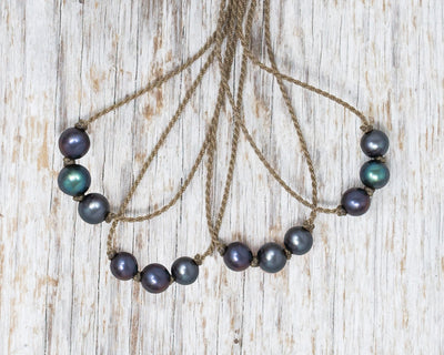 Triple Knotted Necklace-1439-Peacock Pearl Round Medium