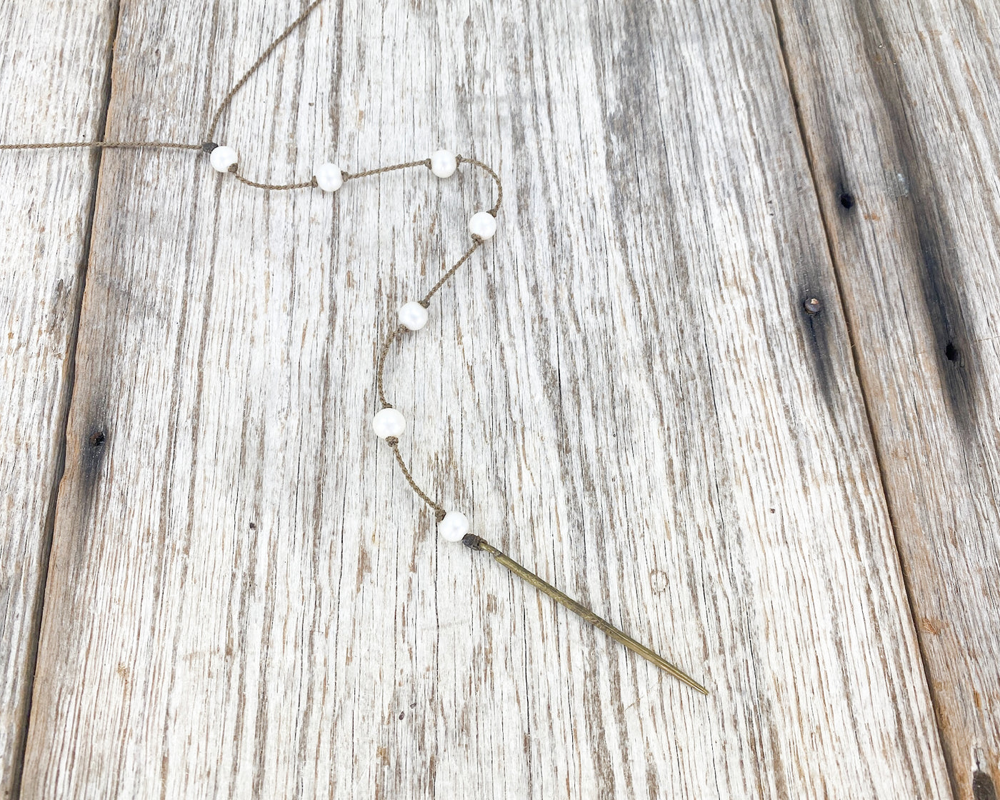 Y Necklace-0027-White Pearl Round Medium