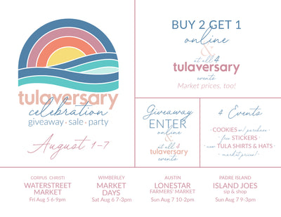 8th Tulaversary Tops limited + online August 1st thru 3rd only